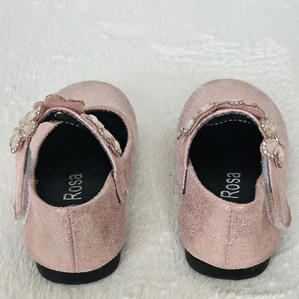 BELLA ROSA | Toddler Little Girls Glitter Pink Flowers Mary Jane Dress Shoes - Picture 8 of 13